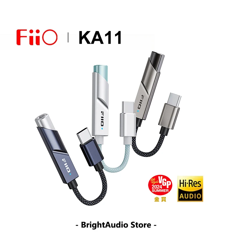 FiiO JadeAudio KA11 USB DAC AMP Hi-Res Audio Type-C to 3.5mm Adapter USB Dongle DAD256 for Android iOS Phones-animated-img