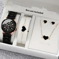 5/6PCS Luxury Watch Women Ring Necklace Earrings Bracelet Set Fashion Heart Butterfly Jewelry Ladies Quartz Wristwatch preview-1