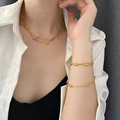 EILIECK New Fashion Stainless Steel Metal Multi-layer Stacking Chain Necklace Bracelet For Women Fashion Waterproof Jewelry Set preview-3