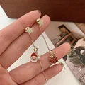 Moving Santa Claus Asymmetric Long Tassel Drop Earrings For Women Christmas Tree Snowflake Star Zircon Earring New Year Jewelry preview-2