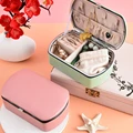 Mini Jewelry Organizer Display Travel Jewelry Zipper Case Boxes Earrings Necklace Ring Portable Jewelry Box Leather Storage