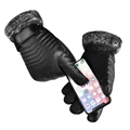 Gloves Winter MEN'S Fur Mouth Plush Insulation Gloves Outdoor Cycling Motorcycle PU Touch Screen Cotton Gloves preview-1