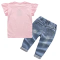 2024 Summer Baby Girls Clothing Set Cartoon Minnie Mouse T-shirt Jeans Pants 2Pcs For 2-6 Years Kids Clothes Child Tracksuit preview-1