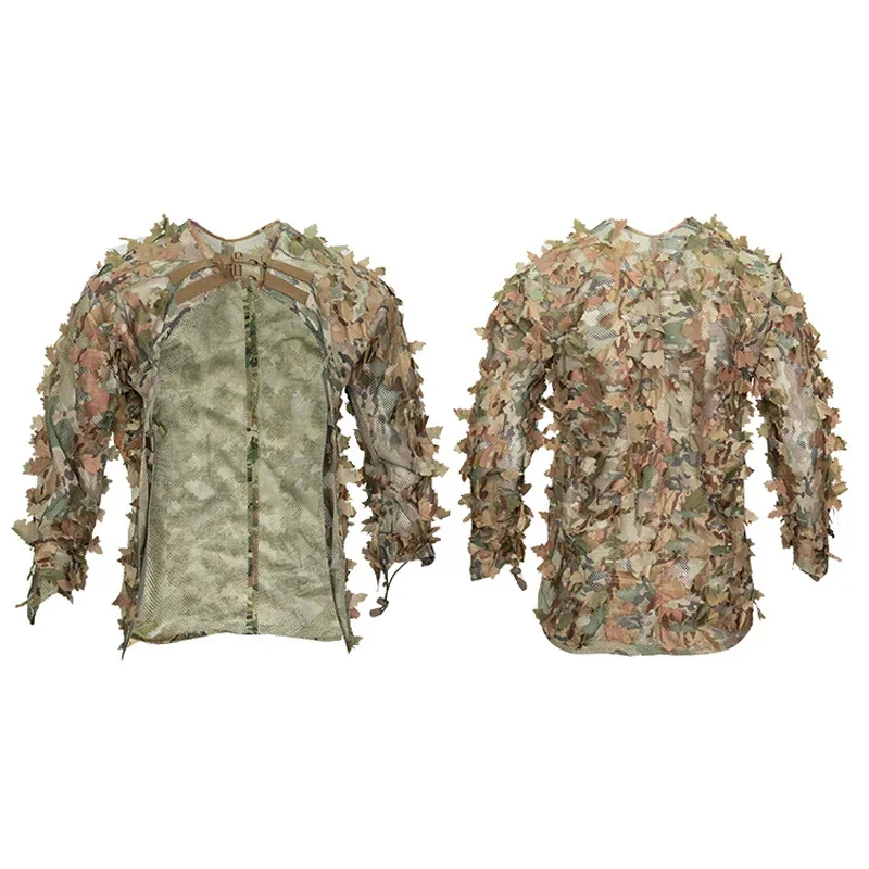 Tactics Leaf Camouflage Cloak Hunting Clothes Mesh Aldult Camuflaje Airsoft CS Shooting Suit Outdoor Hunting Equipment-animated-img