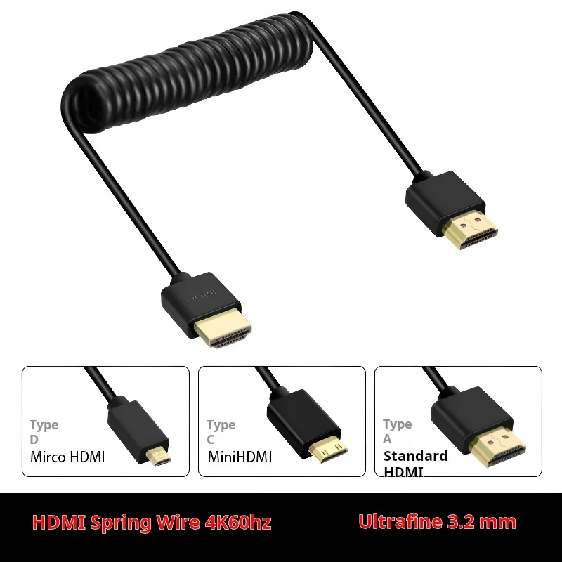 Hdmi Spring Wire Minimicro Micro Single Camera Monitor Laptop Connection Projector 4k60p-animated-img