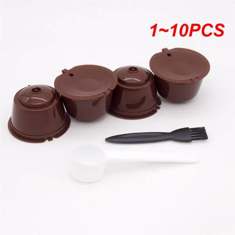 1~10PCS Reusable Coffee Capsule Filter Cup for Nescafe Dolce Gusto Refillable Caps Spoon Brush Filter Baskets Pod Soft Taste-animated-img