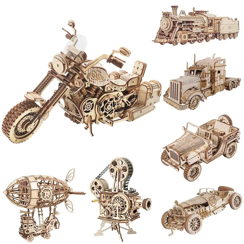 Robotime ROKR DIY 3D Wooden Puzzle Gear Model Building Kit Toys Gift for Children Teens-animated-img