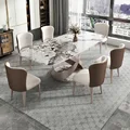 Light Luxury Bright Rock Plate Dining Table Simple Modern Household Size Rectangular Pandora Rock Plate Dining Table preview-2