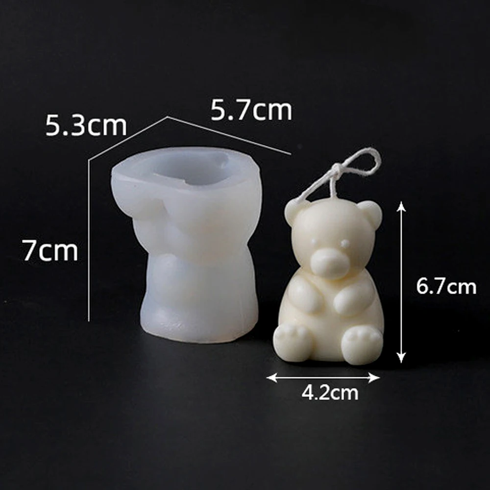 3D Cute Bear Scented Candle Mold Bear Resin Soap Mold for Candles