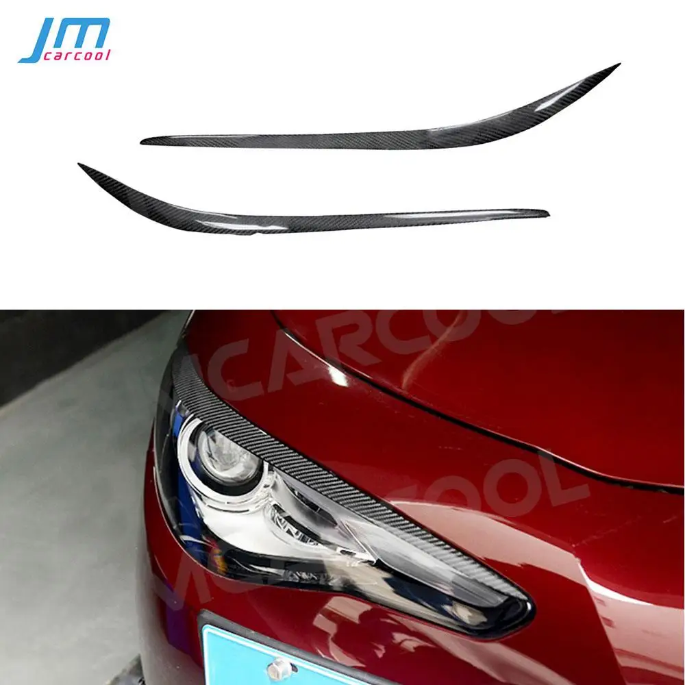 Carbon Fiber Front Headlight Eyebrow Cover Stickers Head Lamp Eyelids For Alfa Romeo Giulia 2016-2018 Car Accessory-animated-img