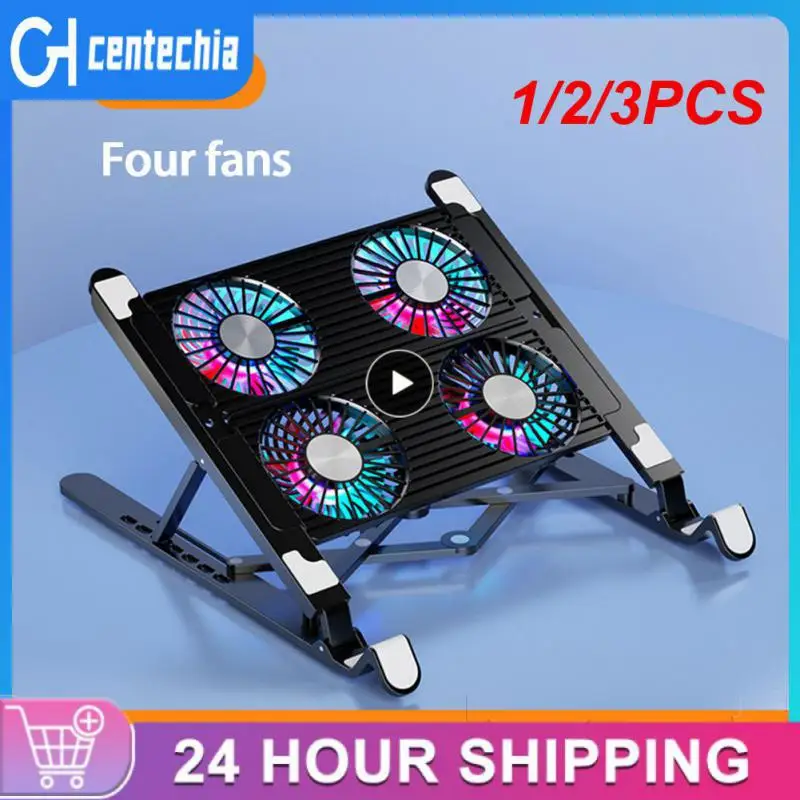 1/2/3PCS Gaming Cooler Laptop Stand Foldable Laptop Cooling Pad With 2/4 Fan Silent For Macbook Laptop Cooler Notebook-animated-img