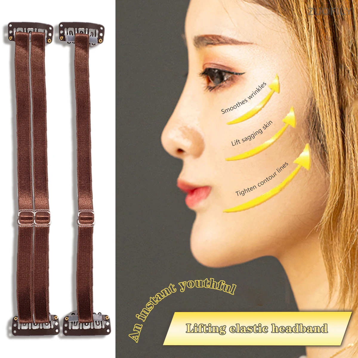 Double Belt Instant Face Lift Band Invisible Hairpin To Remove Eye Fishtail Wrinkles Face Lift Patch Reusable Face Lift Tape-animated-img