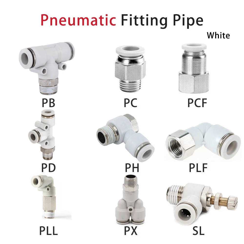 White brass nickel plating Pneumatic Fitting PC PCF PD PH PLF PX SL Pipe Connector Tube Air Quick Fittings Water Push In Hose-animated-img