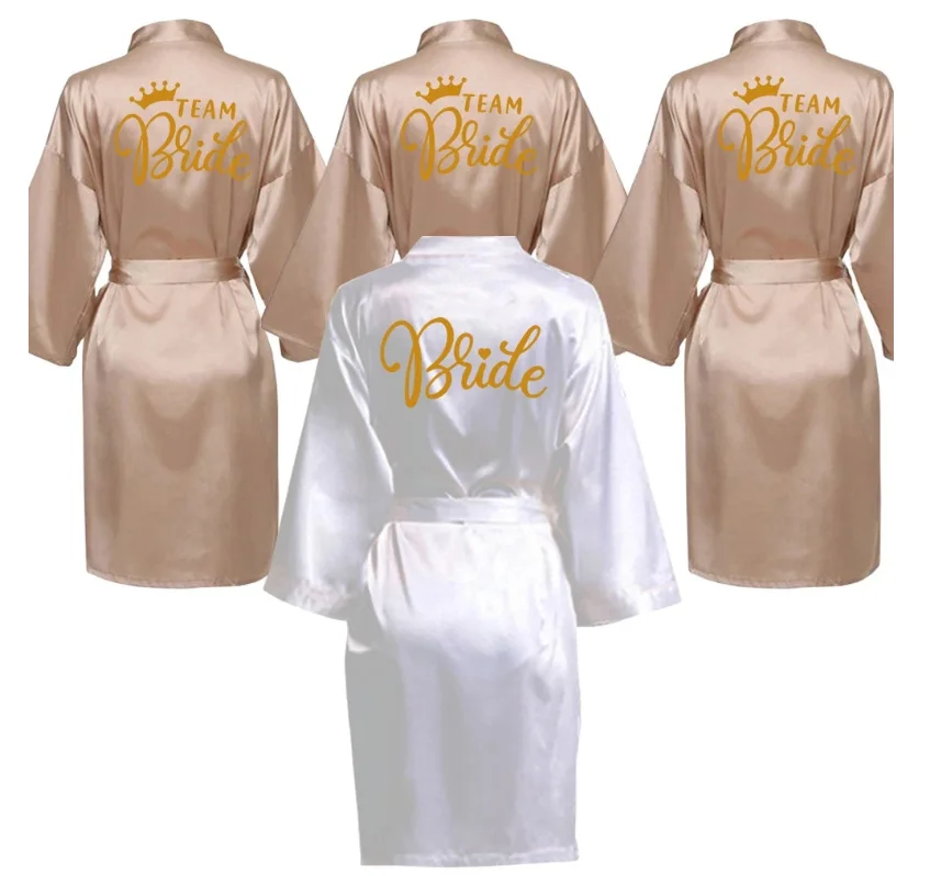 Women Team Bride Robe Wedding Gift Bathrobe Kimono Satin Robes Bridesmaid Bathrobe SP022-animated-img