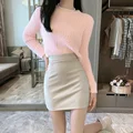 Mini Dress Short Black Pu Leather Skirt Sexy Professional Tightening Women's Underwear 2024 New Style Ultra-short Female Suit preview-3