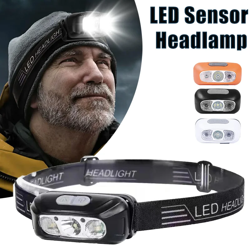 Portable Mini LED Headlamp Strong Light LED Sensor Headlamp Powerful Torch Outdoor Waterproof Camping Hiking Head Flashlight-animated-img