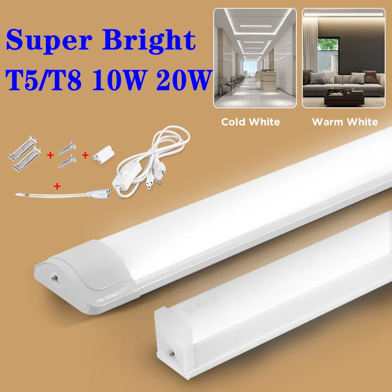 Led 220V Tube Light Room Strip With Cable Tube Lights Fixture For Home Bedroom Kitchen Cabinet Lighting indoor Lamp 110V Tube-animated-img