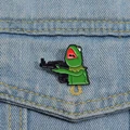 Frog And A Gun Enamel Pins Custom Design Brooches Lapel Badges Cartoon Cute Animal Jewelry Gift for Friends