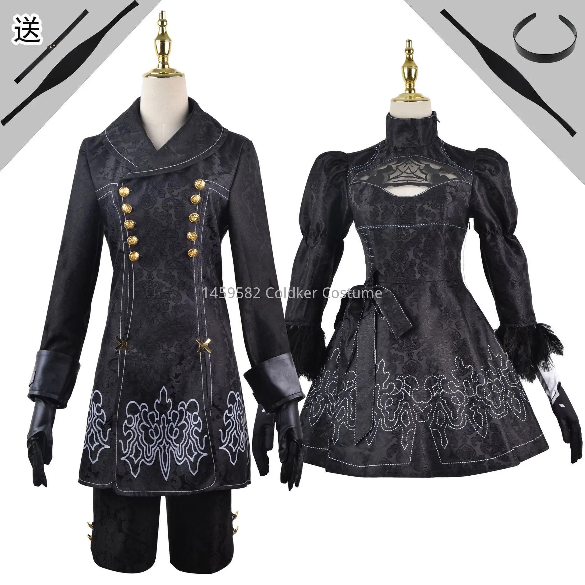 Anime NieR:Automata 2B and 9S Yorha Black Dress Cosplay  Nier Automatas 2B Nier Costume Plus Size Fancy Dress-animated-img