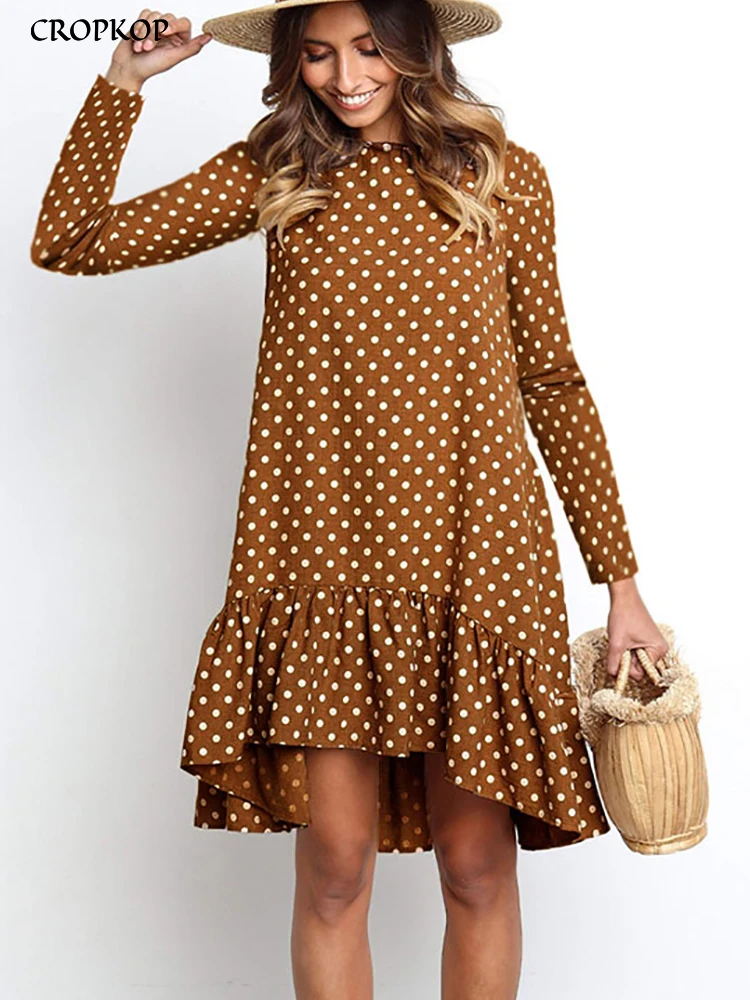 Women Autumn Dress Fashion Polka Dot 