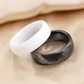 Modyle Rhombic Section Cutting Ceramic Rings for Women, Wedding Jewelry, Engagement Rings, Black and White, Trendy preview-3