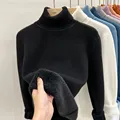 Women's Polo/Turtle Neck Long Sleeve Fleece-Lined Thickened Inner One-Piece Velvet Sweater Stylish Warm Base Layer Autumn/Winter preview-4