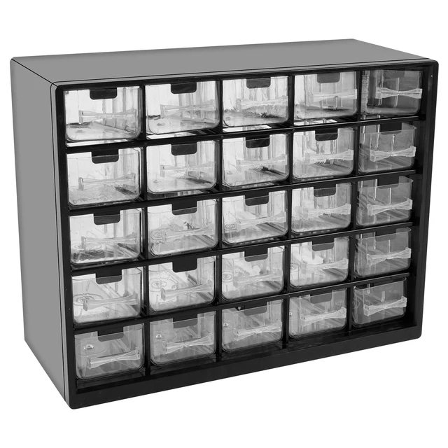 25 Drawers Stackable Storage Cabinet with 50 Removable Dividers Clear Desk Organizer with Drawers Desk Drawer Storage Box-animated-img