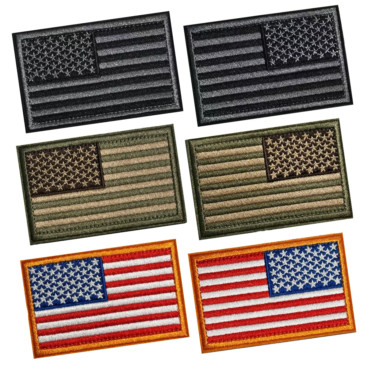 6 PCS USA American Flag Patches, Regular & Reverse, Hook & Loop for Backpacks, Caps, Jackets, 3x2 Inches-animated-img