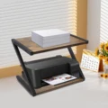 Desktop Printer Stand with 2 Tier Wood Storage Shelves, Desk Organizer for Fax Machine, Scanner, Files, Books preview-1