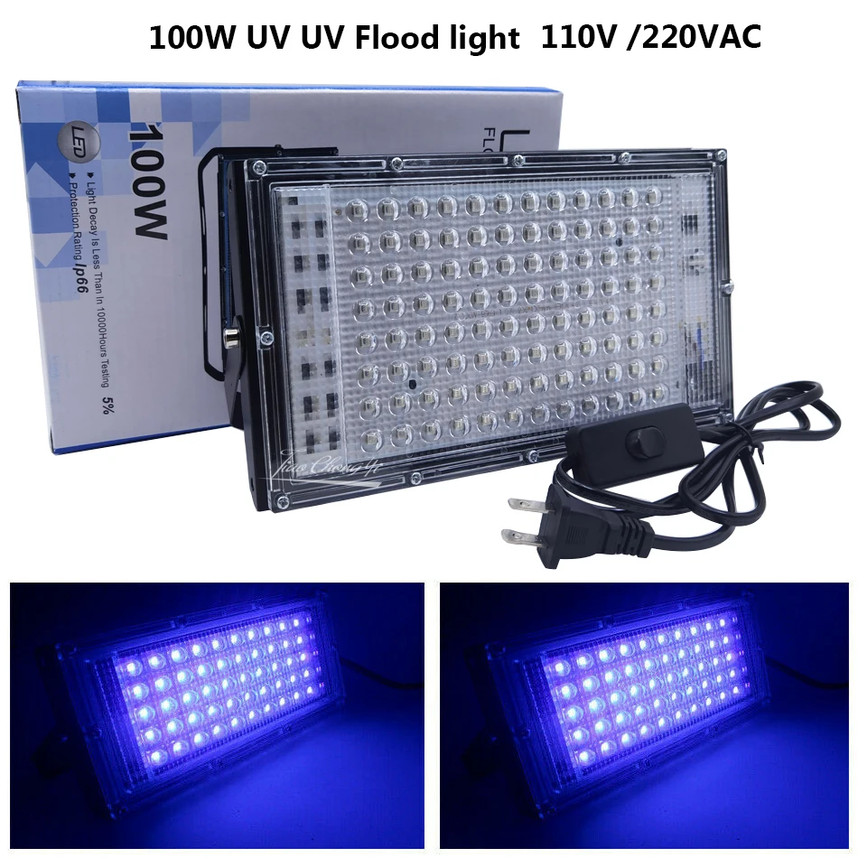 Купить Алиэкспресс 100W UV Flood Light 110V 220V UV Glue Curing