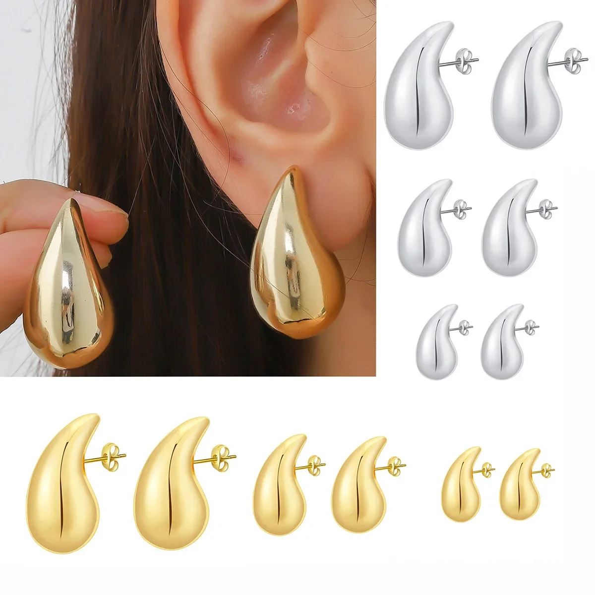 Andara 925 Sterling Silver Teardrop Earrings Eye-Catching Design Style Metal Texture 18k Gold Fashion Jewelry-animated-img