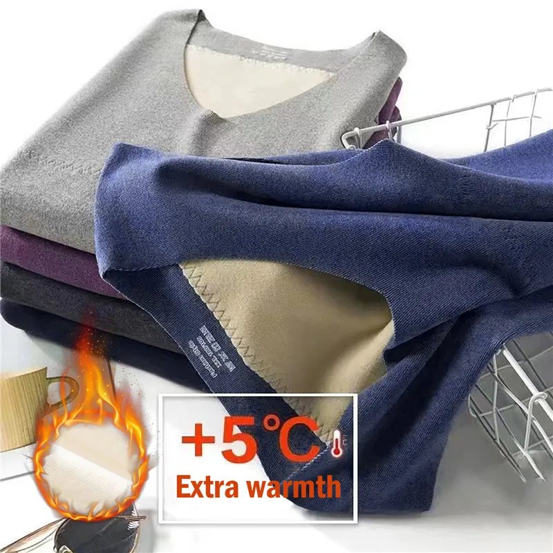 Winter Men Thermal Underwear Set Soft Cotton Fleece-lined Warm Panels Long  Johns Top & Bottom Set Thermo Clothing Pajamas