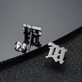 Trendyunique Gothic Letter Earring Men's Single Dull Black Style Vedic Earring Hip Hop Streetwear Elegant Couple Model preview-3