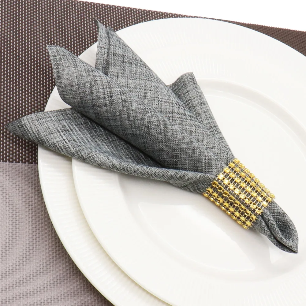 Table Runner/Napkins/10pcs Napkin Rings/Chair Knot Imitation Linen Polyester Square Handkerchief for Wedding Home Party Deco