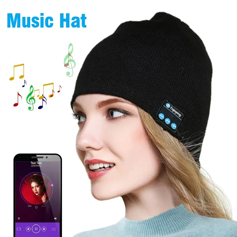 Wireless Bluetooth Music Hat Outdoor Knitted hat Headphone Winter Warm Beanie Speaker Removable Cap For Cycling Running Yoga-animated-img