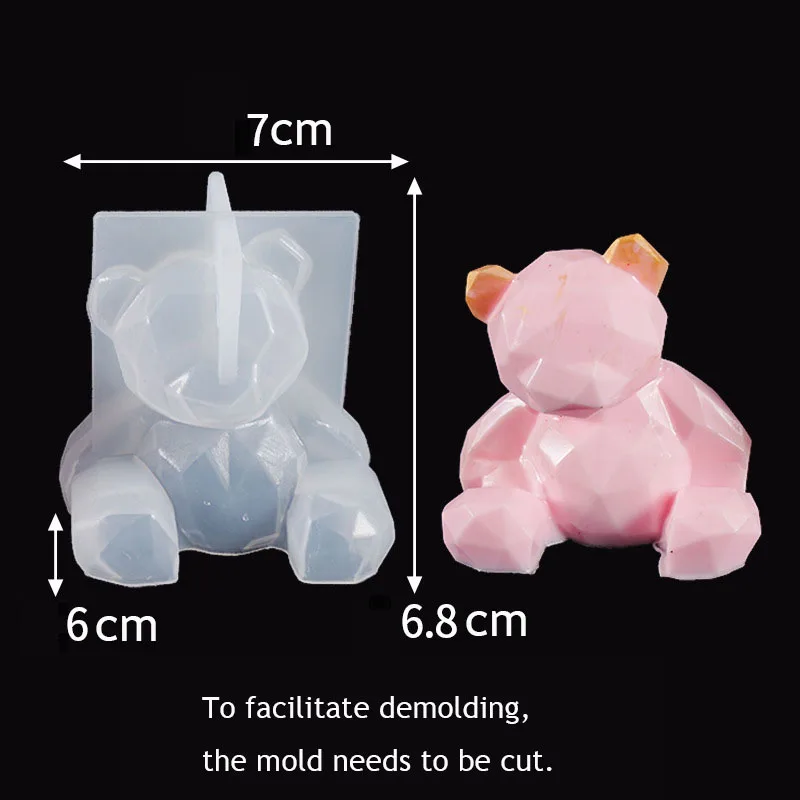 Animal Bear Candle Silicone Mold DIY Cartoon Teddy Bear Plaster Soap Making  Tool Chocolate Cake Decor Baby Room Christmas Gift