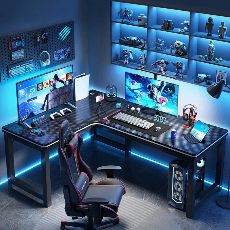 European Corner Computer Desks Home Desktop E-sports Table Double Desk Modern Bedroom Desk Workbench Internet Cafe Gaming Desk-animated-img