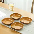 10PCS Japanese-style Plastic Dish Multifunctional Simple Imitation Wood Grain Bone Spitting Dish Household Food Grade Fruit Bowl preview-2