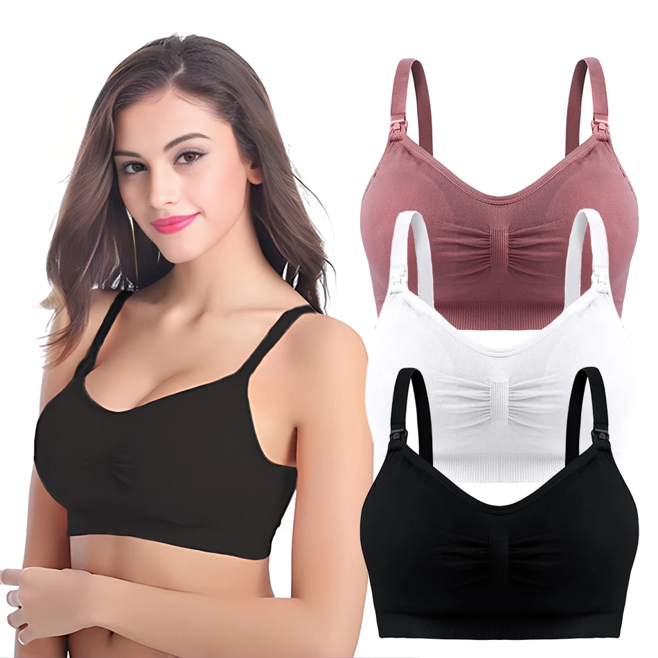 3 Pcs/Pack Breathable Maternity Pregnant Bras Comfort Breastfeeding Sleep Bralette Women Wireless Seamless Nursing Underwear-animated-img