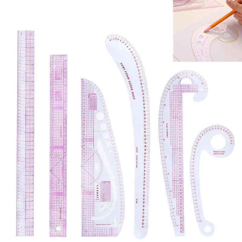 Multifunction 6501 Plastic French Curve Sewing Ruler Measure Tailor Ruler  Making Clothing 360 Degree Bend Ruler Tools 