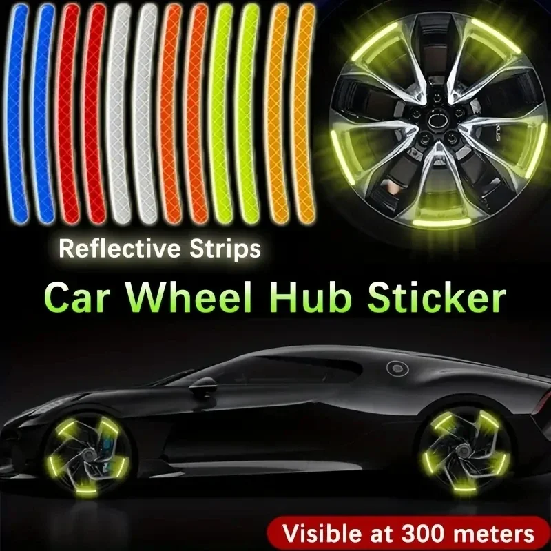 20pcsReflective Car Wheel Sticker Safety Warning Reflector Tape Decal Motorcycle Bicycle Accessories Exterior  Reflector Sticker-animated-img