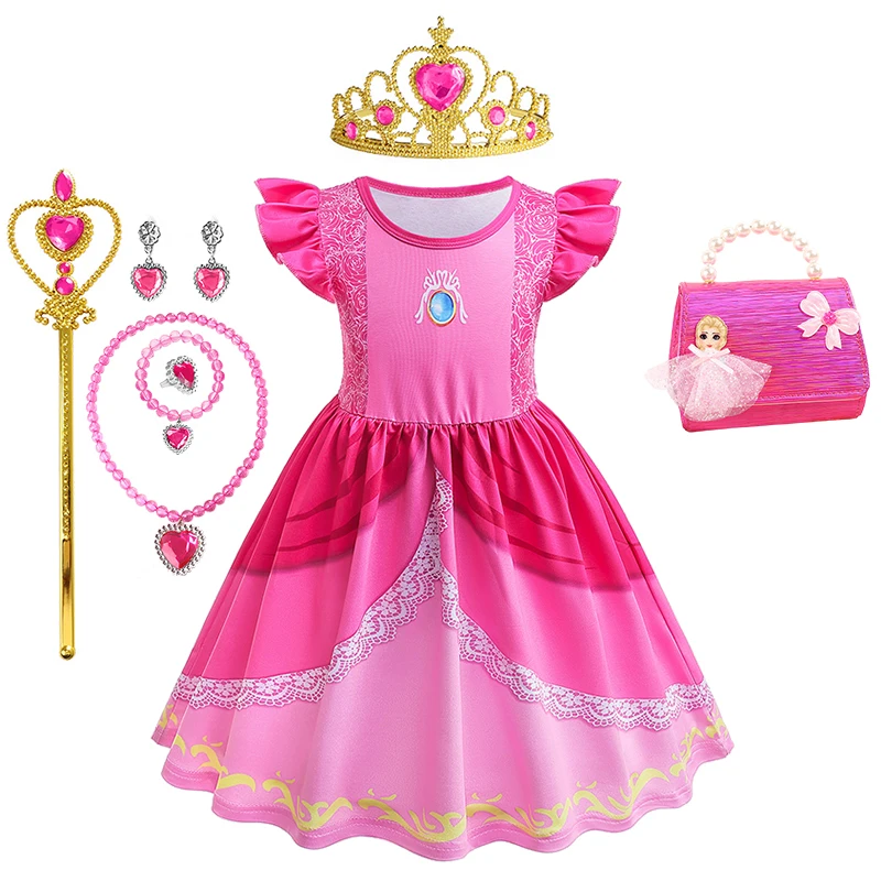 2023 Princess Peach tute Cosplay bambini combattono il Super Bros. Collant  da film body per bambini Costume da palcoscenico di Halloween - AliExpress