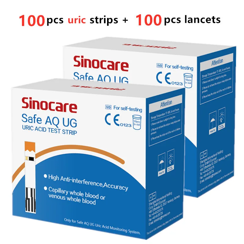 Sinocare Safe AQ UG Blood Glucose Meter Uric Acid Test Kit