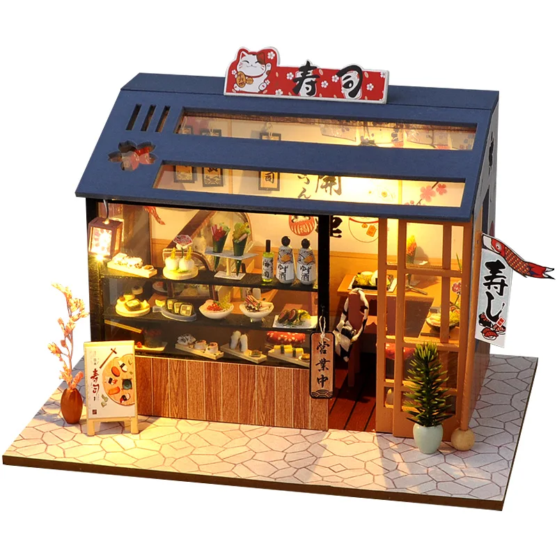 Casa Diy Wooden Miniature Doll House Small House Kit 3D Puzzle Assembly Building Toys With Furniture LED Lights Dollhouse Gifts-animated-img