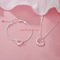 Fine wholesale 925 Sterling silver heart bracelets necklaces for women fashion designer wedding engagement sets Christmas gift preview-1