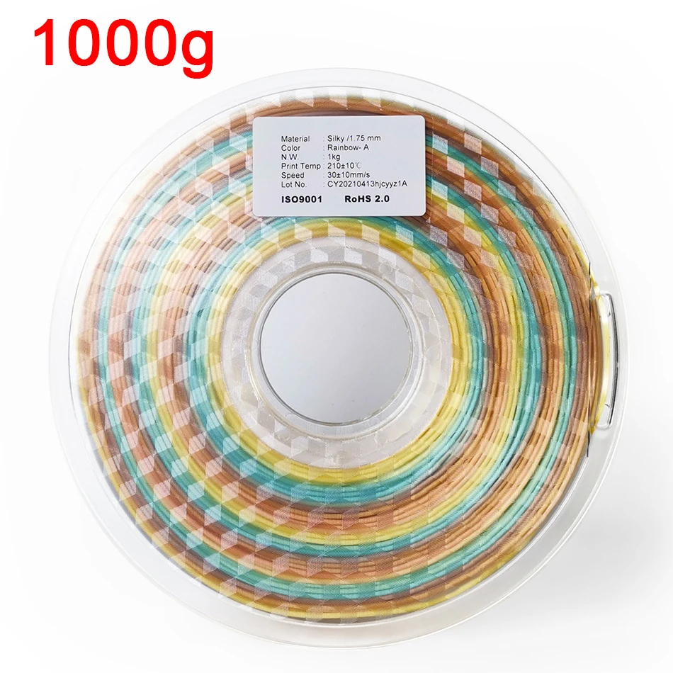 1.75mm Rainbow Silk PLA 3d printer Filament Silky Rich Luster Printing  Materials Multicolor Ramdon Print Material 1kg/500g/250g