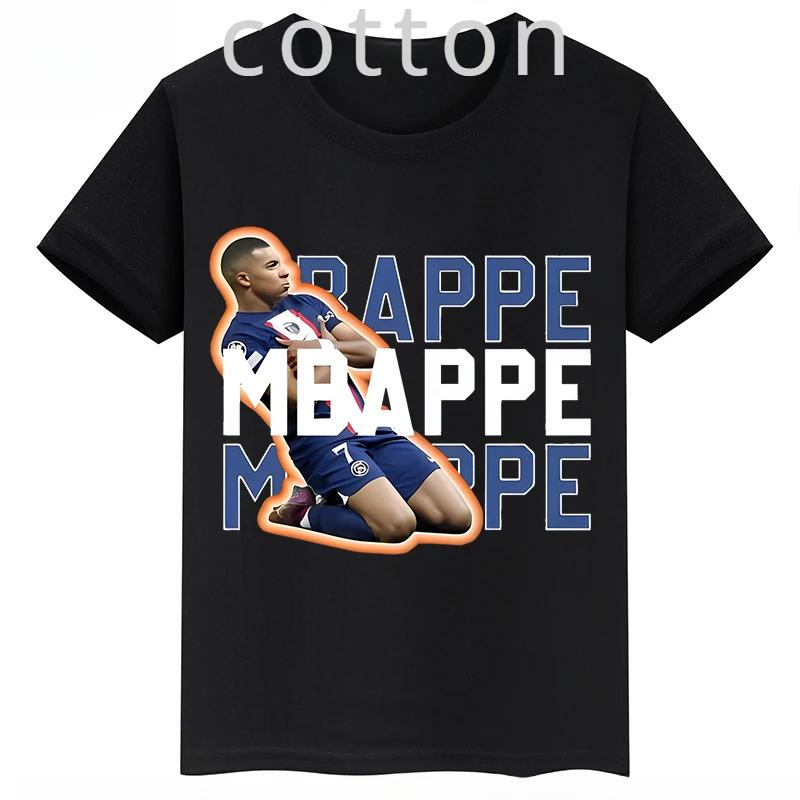 Brand Mbappe Avatar Printed Children's Clothing Summer Kid's Short-sleeved Sports Cotton T-shirt Personalized Baby Tops for Boys-animated-img