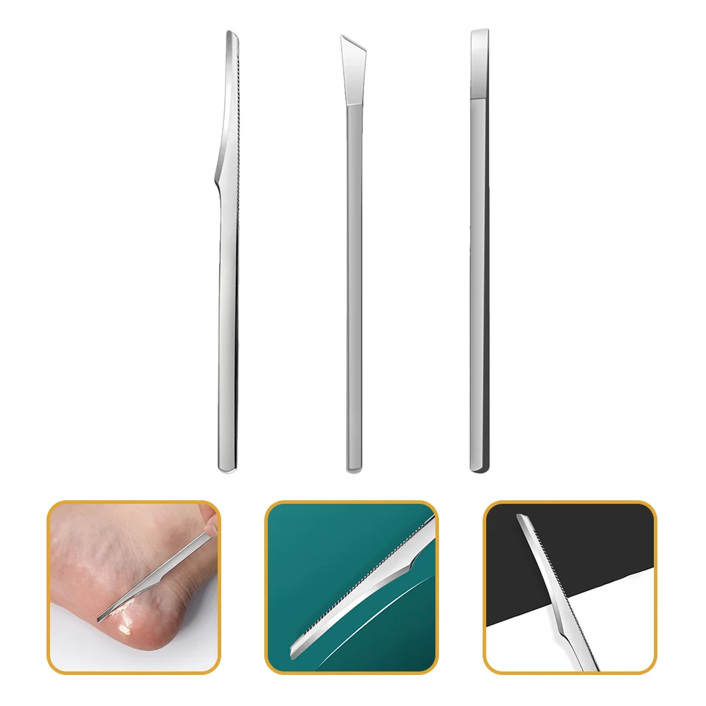 3 Pcs Pedicure Knife Set Stainless Steel Scraper Cuticle Remover Manicure Nail Tool Kit Ingrown Removal Toenail Blade-animated-img