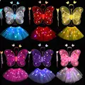 Luminous Wings Flashing Butterfly Skirt Lights Suit LED Children Costume Props Girls Skirts Angel 2-8year Easter Valentines Day preview-1