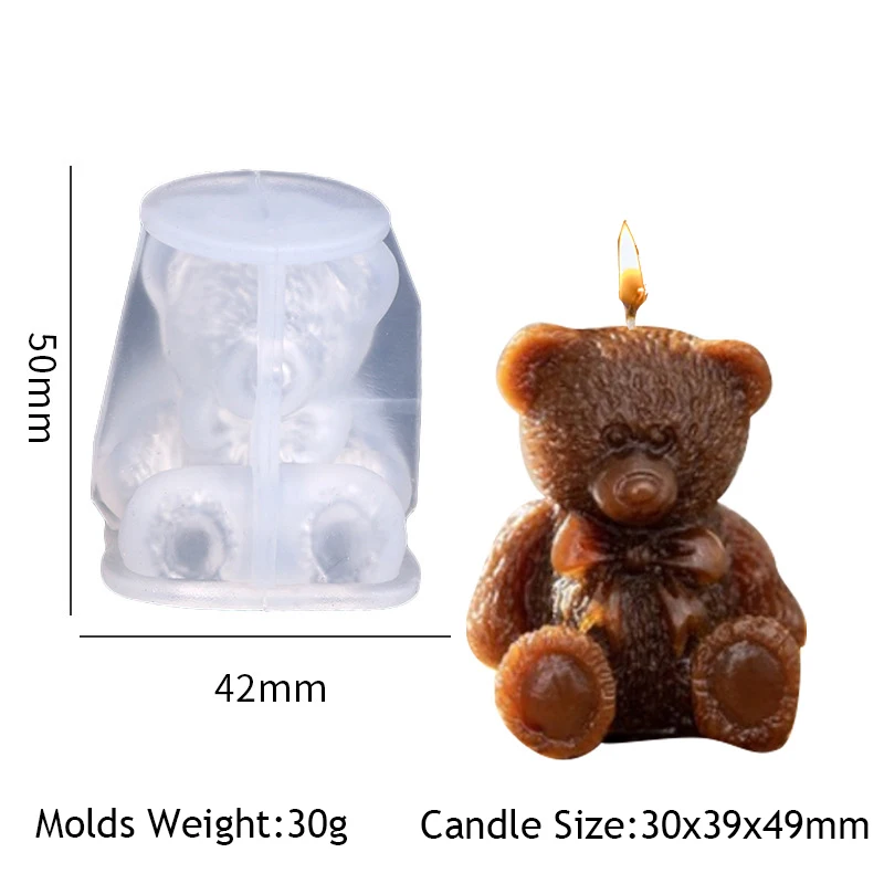 Animal Bear Candle Silicone Mold DIY Cartoon Teddy Bear Plaster